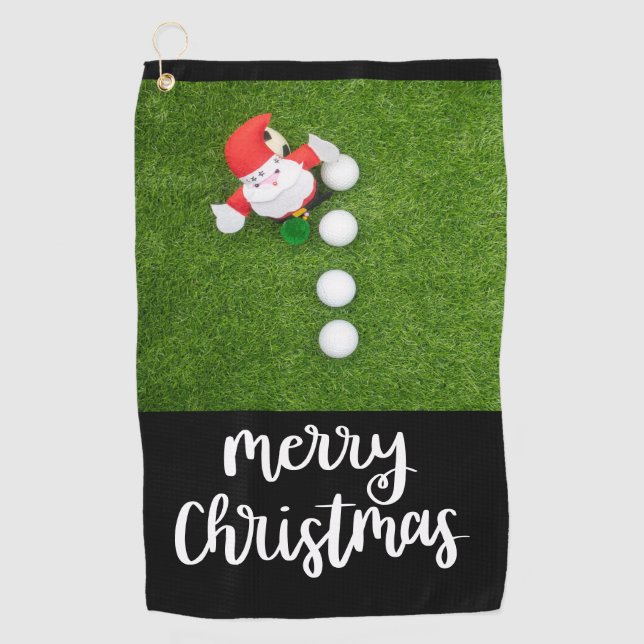 Golf Christmas with Santa Claus and Golf balls  Golf Towel (Front)