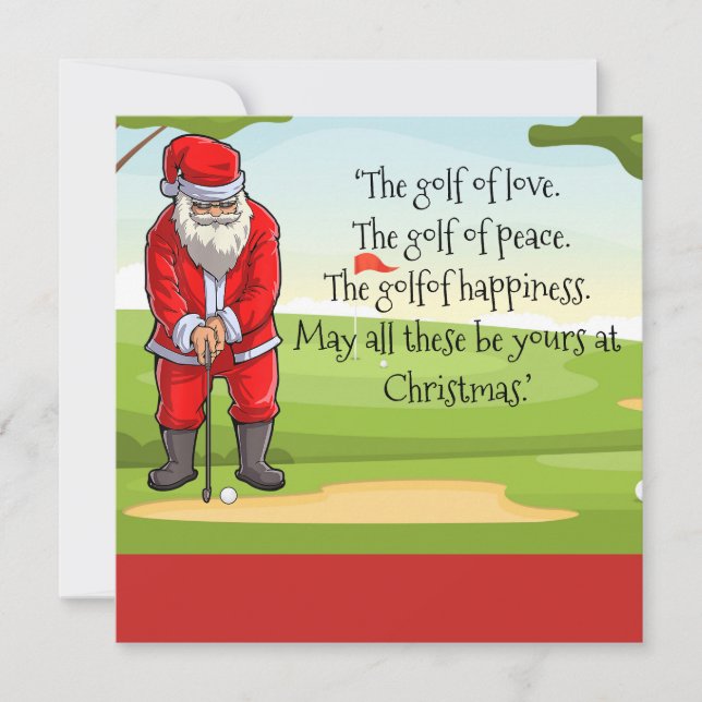 Golf Christmas with Santa Claus blessing at course Holiday Card (Front)