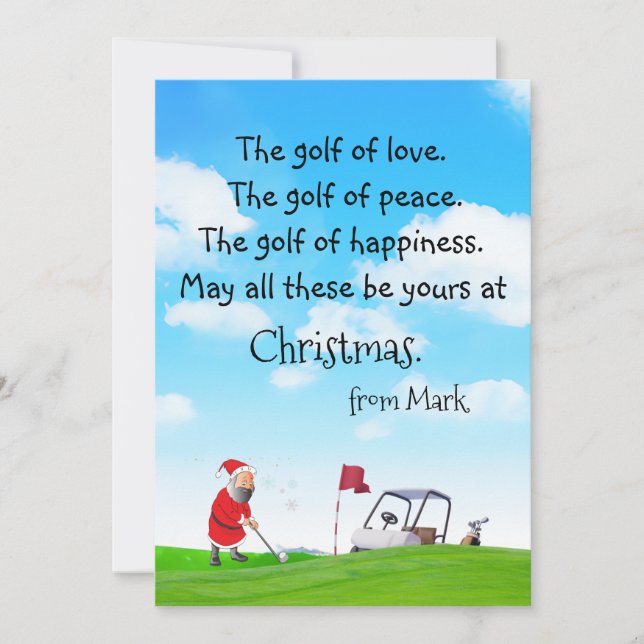 Golf Christmas with  Santa Claus blessing    Holiday Card (Front)