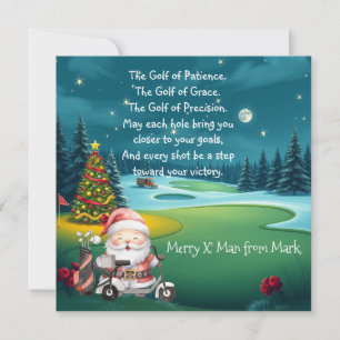 Golf Christmas with  Santa Claus blessing  Holiday Card
