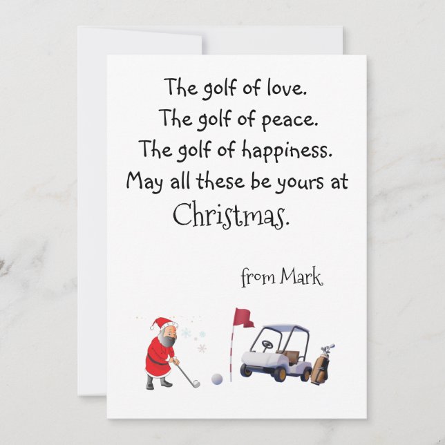 Golf Christmas with  Santa Claus blessing  Holiday Card (Front)