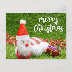 Golf Christmas with Santa Claus for golfer Holiday Postcard