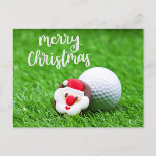 Golf Christmas with Santa Claus for golfer Holiday Postcard