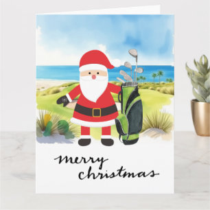 Golf Christmas with Santa Claus Golfer Card