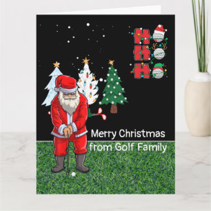Golf Christmas with Santa Claus golfing Card