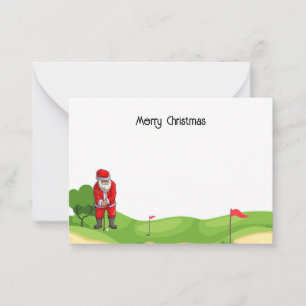 Golf Christmas with Santa Claus golfing Card