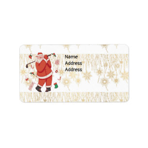 Golf Christmas with Santa Claus Golfing funny Label