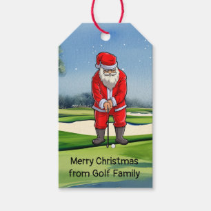 Golf Christmas with Santa Claus golfing  Gift Tags