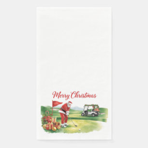Golf Christmas with Santa Claus golfing Napkin