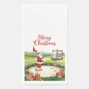 Golf Christmas with Santa Claus golfing Napkin