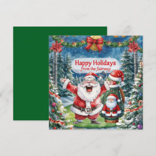Golf Christmas with Santa Claus Holiday Card