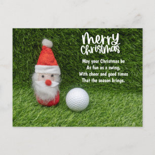 Golf Christmas with Santa Claus  Holiday Postcard
