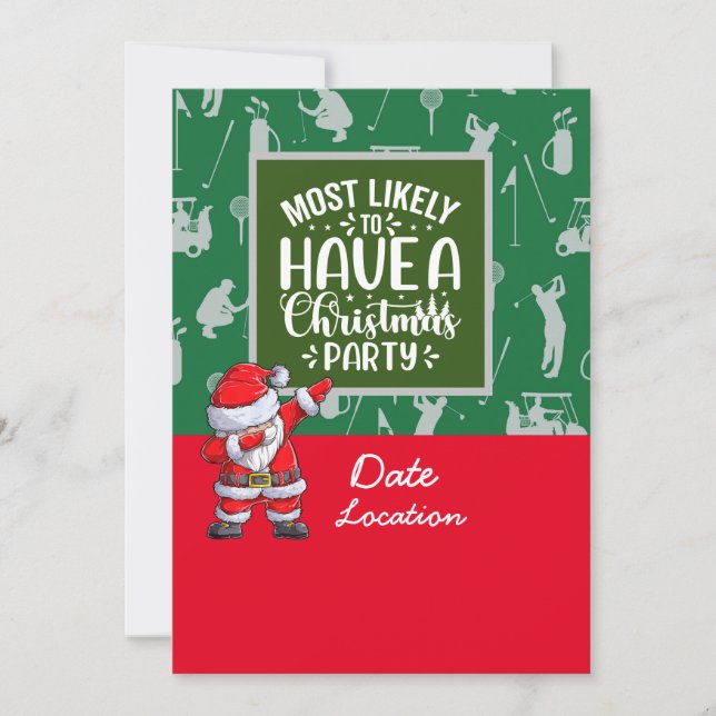 Golf Christmas with Santa Claus party save date Invitation (Front)