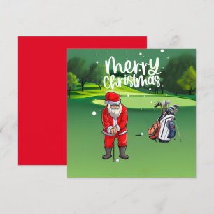 Golf  Christmas with Santa Claus putting on green