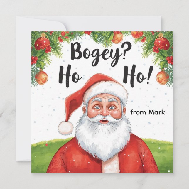 Golf Christmas with Santa Golfer on golf course  Holiday Card (Front)