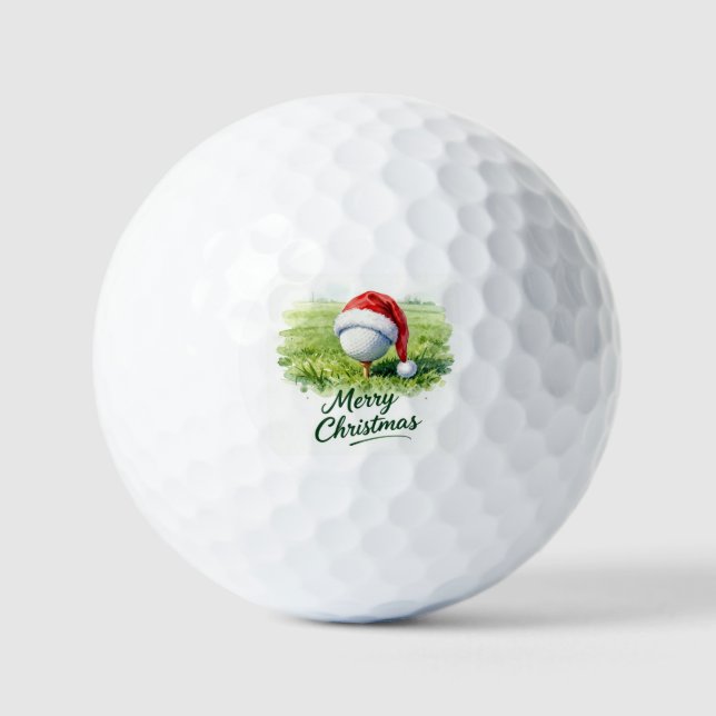 Golf Christmas with Santa Hat Balls (Front)