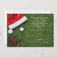 Golf Christmas with Santa hat on green