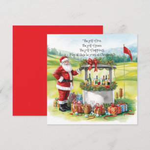 Golf Christmas with Santa Party on the court Holiday Card
