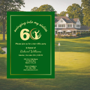 Golf Classic Green Golden Player 60th Birthday In Invitation