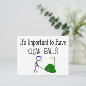 Golf "CLEAN BALLS"  Golf Humour Gifts Postcard (Standing Front)