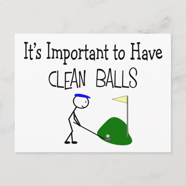 Golf "CLEAN BALLS"  Golf Humour Gifts Postcard (Front)