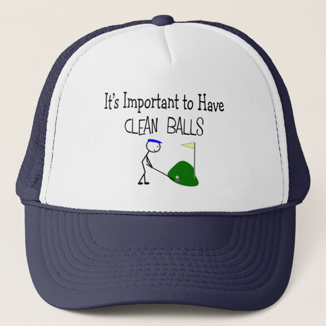 Golf "CLEAN BALLS"  Golf Humour Gifts Trucker Hat (Front)