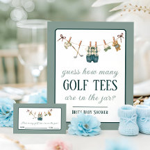 Golf Clothesline Baby Shower Guessing Game Sign