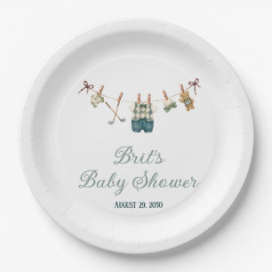 Golf Clothesline, New to the Club Baby Shower Paper Plate