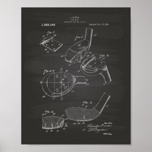 Golf Club 1919 Patent Art - Chalkboard Poster