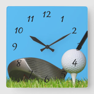Golf Club and Ball background Square Wall Clock