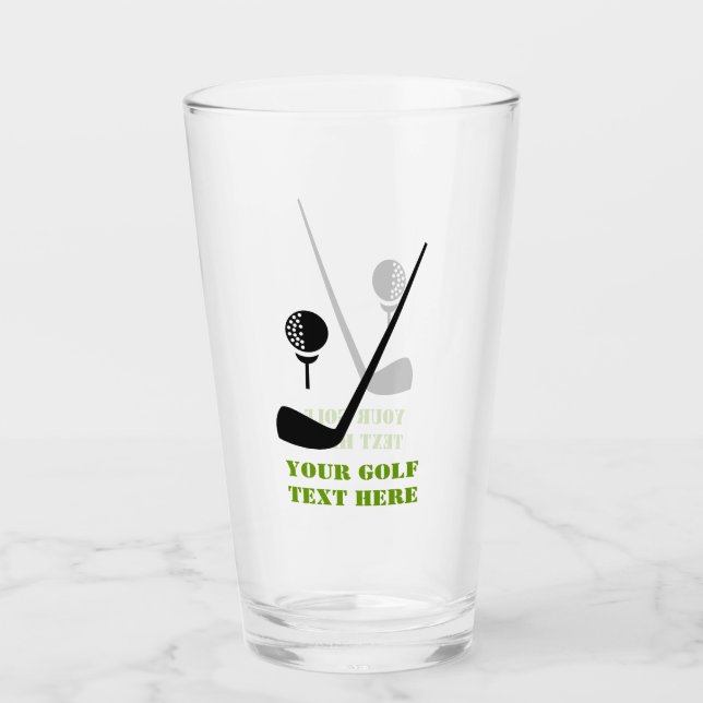 Golf club and ball black and green custom glass (Front)