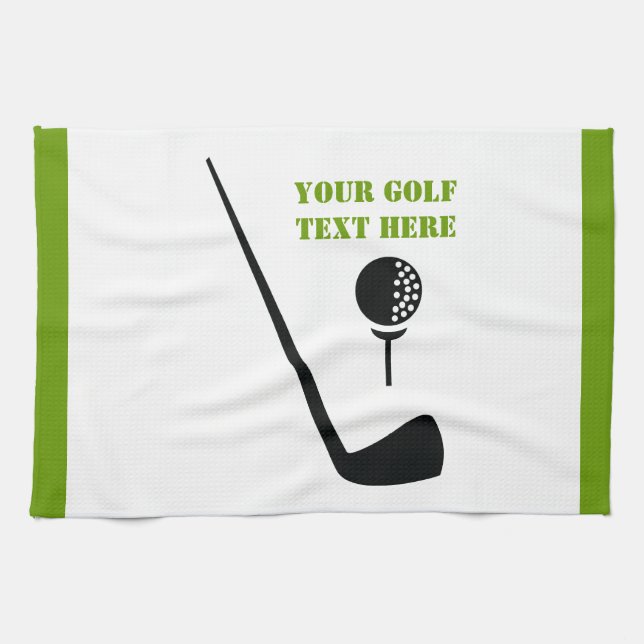 Golf club and ball black, green custom kitchen towel (Horizontal)
