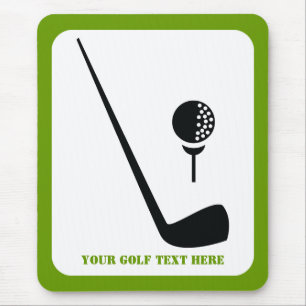 Golf club and ball black, green custom mouse pad