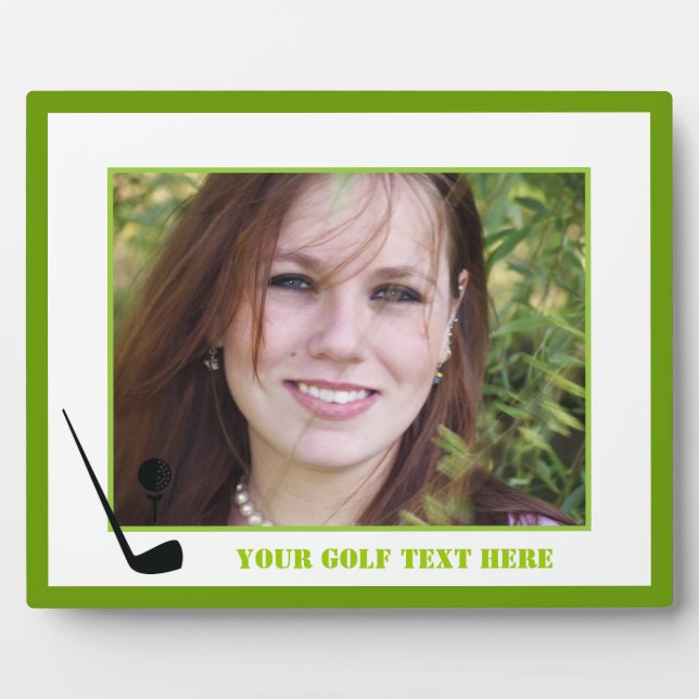 Golf club and ball black, green custom plaque (Front)