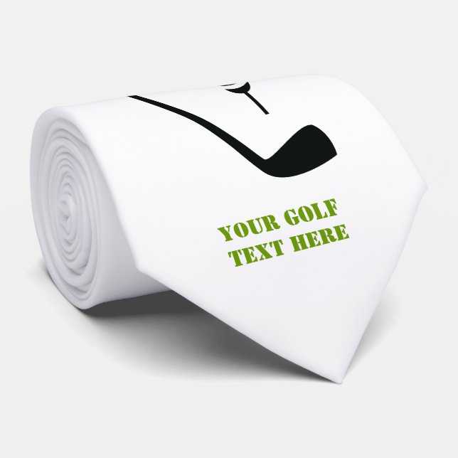 Golf club and ball black, green custom tie (Rolled)