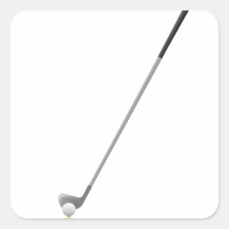 Golf Club and Ball on tee square sticker