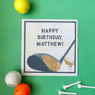 Golf Club and Ball Personalized Golfers Birthday Napkin