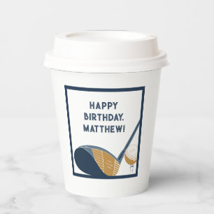 Golf Club and Ball Personalized Golfers Birthday Paper Cups