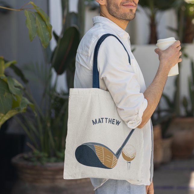 Golf Club and Ball Personalized Golfers Name Tote Bag (Creator Uploaded)