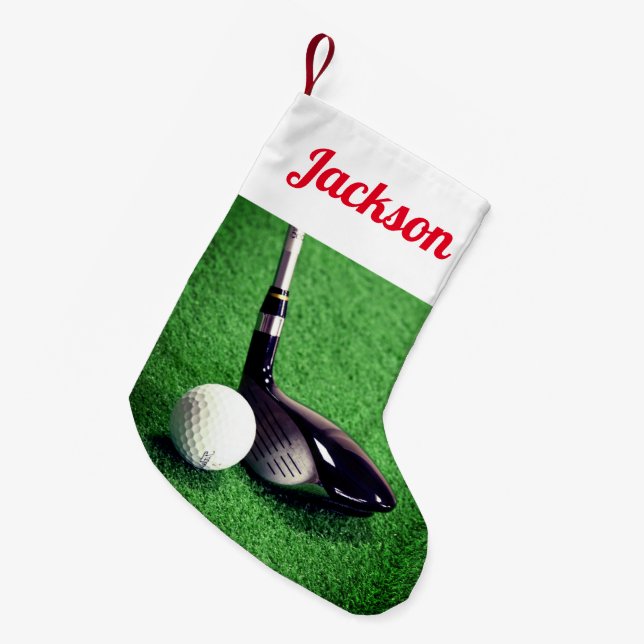 Golf Club and Golf Ball Small Christmas Stocking (Front (Hanging))