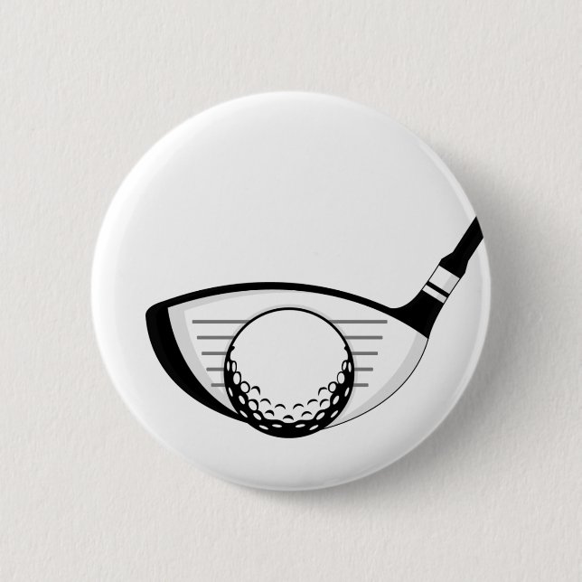Golf Club & Ball Badge 2 Inch Round Button (Front)