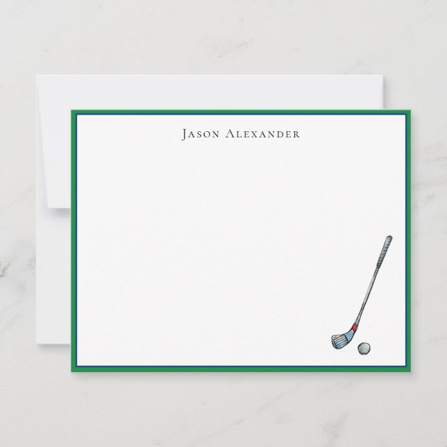 Golf club & ball Personalizes Flat Thank You Card (Front)