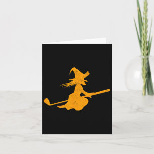 Golf Club Broom Witch Golf Player Lazy Halloween C Card