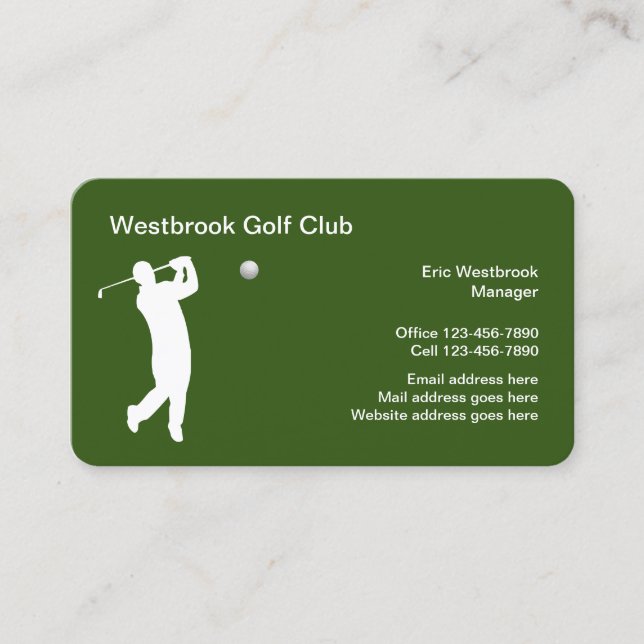 Golf Club Cartes de visite modernes (Devant)