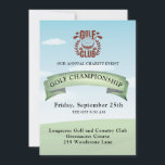 Golf Club Charity Tournament Logo Photo Invitation<br><div class="desc">This Golf Club Men's Tournament Invitation can be fully personalized and the photo replaced with your own. It can be used for a corporate or charity gold tournament or, with a change of text, a retirement or birthday party invitation. Any design assistance, just send a chat and we'll be delighted...</div>