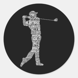 Golf Club Golfer Golfing Men Boys Kids Classic Round Sticker