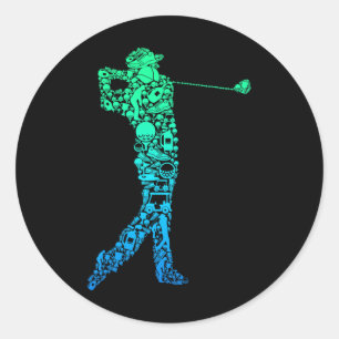 Golf Club Golfer Golfing Men Kids Boys Classic Round Sticker