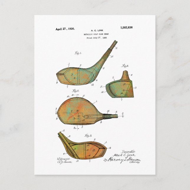 GOLF CLUB HEADS PATENT - Postcards (Front)