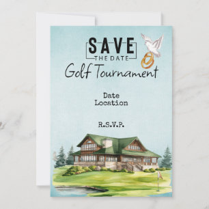 Golf Club house for wedding save the date Invitation