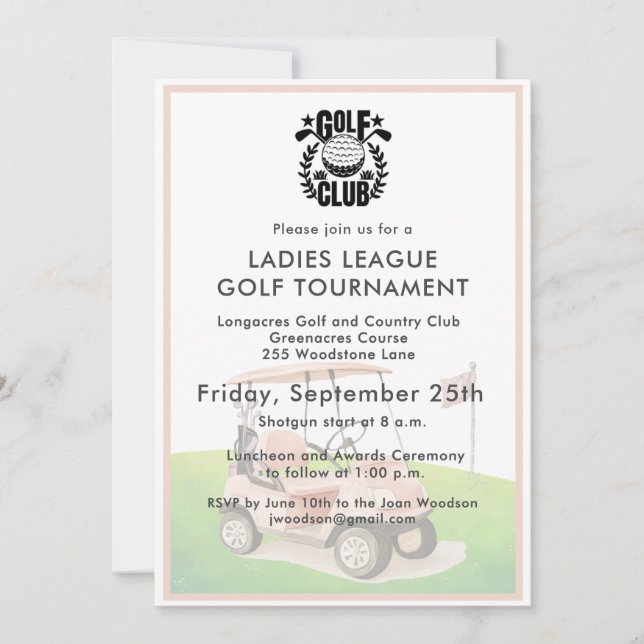 Golf Club Ladies League Tournament Logo  Invitatio Invitation (Front)